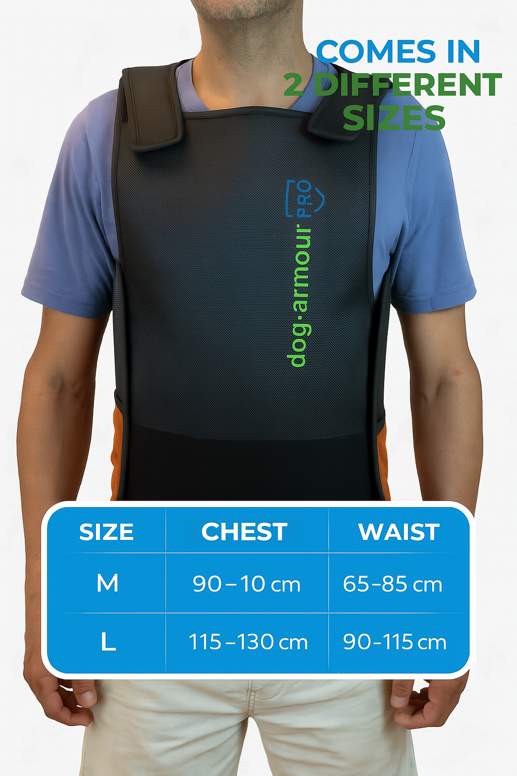 dog training protection vest size guide chest and length measurements