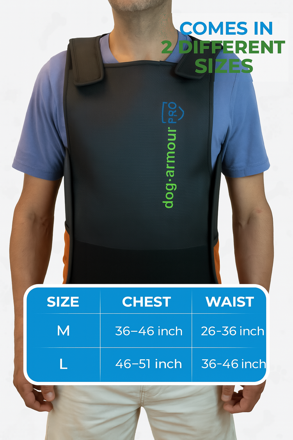 dog training protection vest size guide chest and length measurements