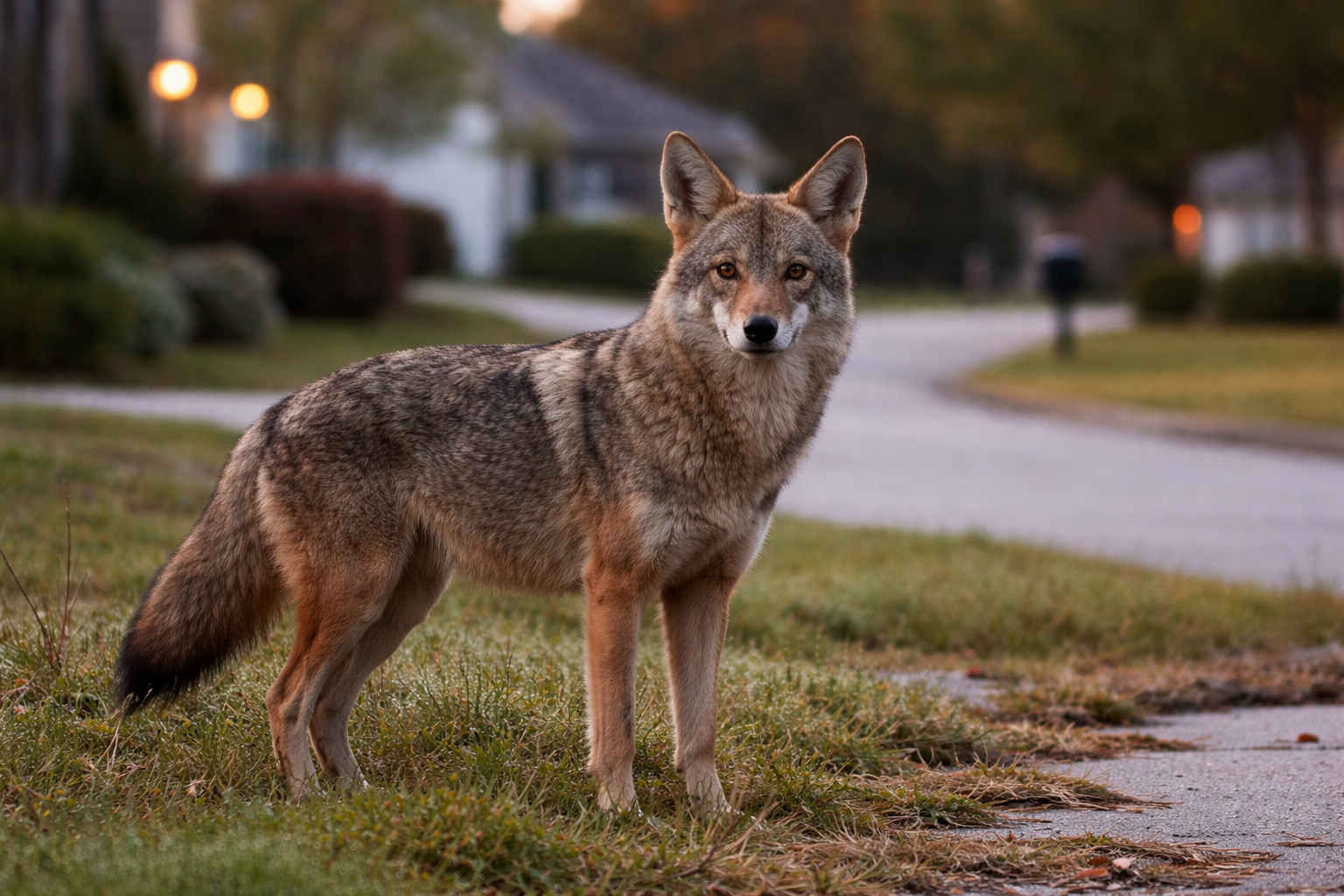 Coyote near residential areas