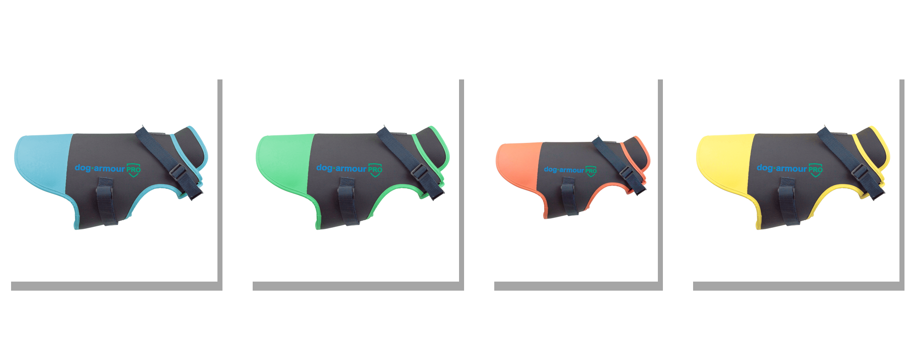 Dog Armour PRO anti-bite vest for dogs available in blue, green, orange and yellow